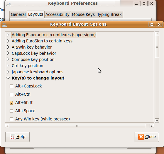choosing keys to change between us and zawgyi keyboard layouts